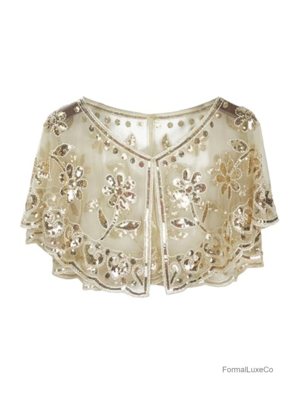 Sequin Beaded Evening Shawl Wrap Flapper Cape Bridal Party Wedding Formal